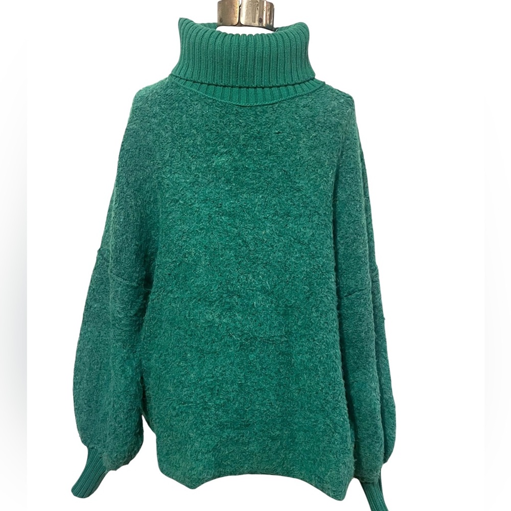 Free People Milo Oversized Teal Pullover Fuzzy Sweater